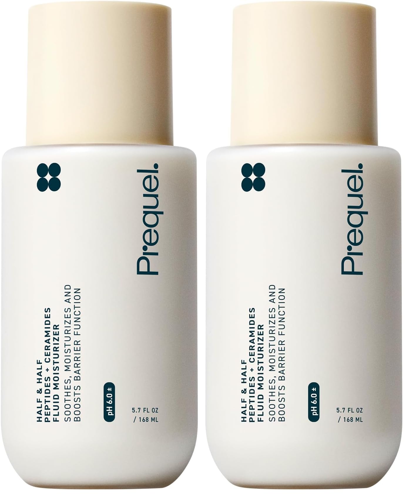 Prequel Skin Half and Half Fluid Moisturizer Face Cream. Lightweight Ceramide Peptide Lotion for All Skin Types, including Dry and Sensitive. Hydrating Facial Cream for Women and Men
