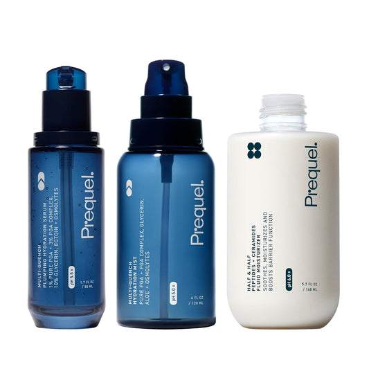 Prequel Skin Hydration Skincare Set – Multi-Quench Hydration Mist, Plumping Hydration Serum & Half and Half Fluid Moisturizer – Daily Face Care Routine for All Skin Types